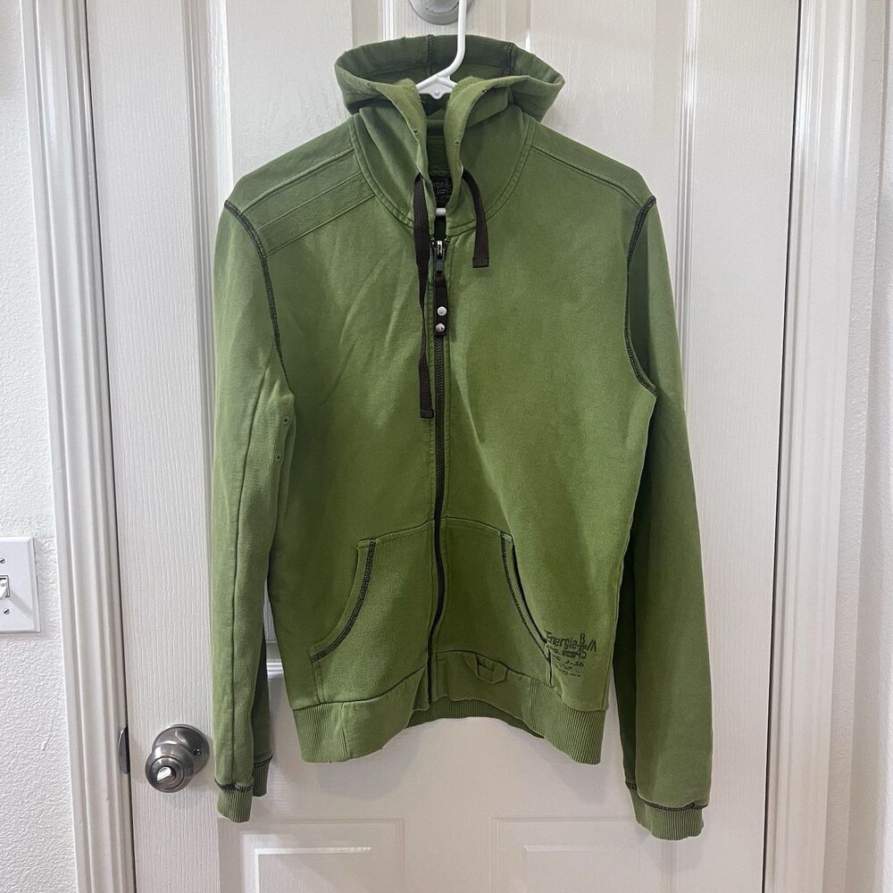 Energie B Corps 45 by Sixty Green Full Zip Hoodie Distressed Women's Size Small
